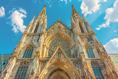 The grand St. Stephens Cathedral in Vienna, Austria, known for its striking Gothic spires and richly decorated roof