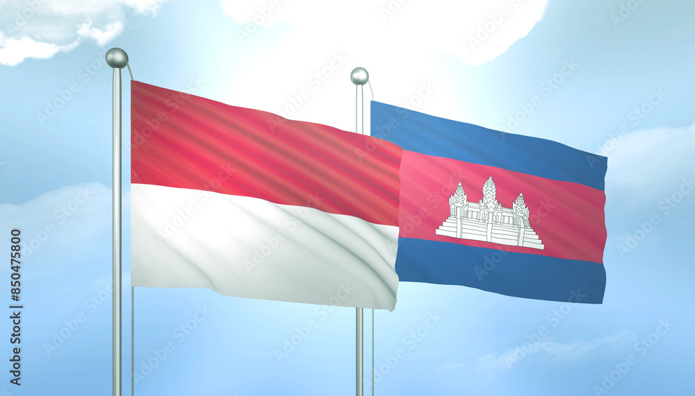 Indonesia and Cambodia Flag Together A Concept of Relations Indonesia and Cambodia Flag Together A Concept of Relations
