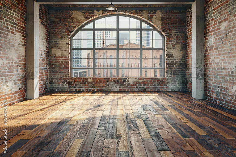 A loft-style empty room featuring a spacious window A loft-style empty room featuring a spacious window