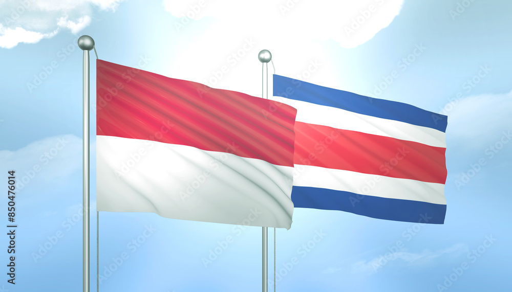 Indonesia and Costa Rica Flag Together A Concept of Relations Indonesia and Costa Rica Flag Together A Concept of Relations