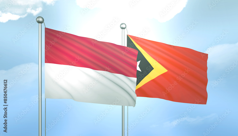 Indonesia and East Timor Leste Flag Together A Concept of Relations Indonesia and East Timor Leste Flag Together A Concept of Relations