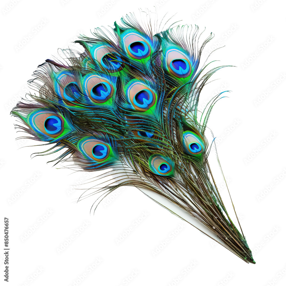 Fototapeta premium Peacock feathers on transparent or white background