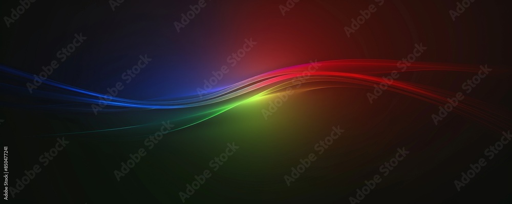 Colorful light waves in red, green, and blue against a dark background Colorful light waves in red, green, and blue against a dark background