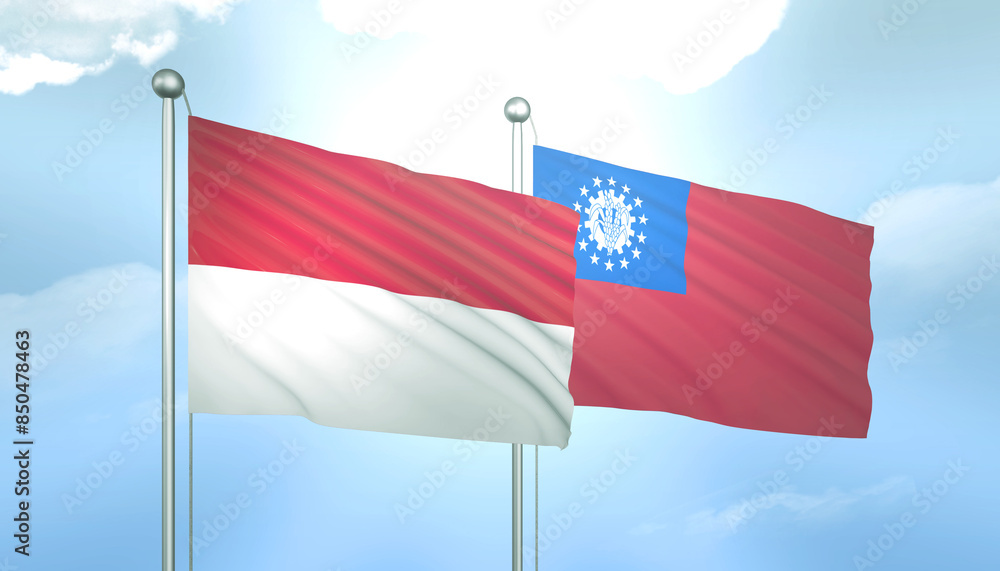 Indonesia and Myanmar Flag Together A Concept of Relations Indonesia and Myanmar Flag Together A Concept of Relations