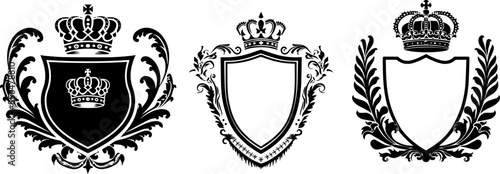 set black and white shield with crown