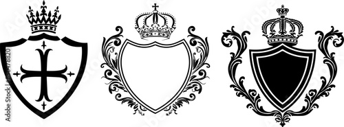 set black and white shield with crown