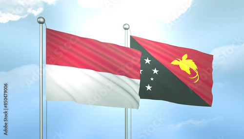 Indonesia and Papua New Guinea Flag Together A Concept of Relations