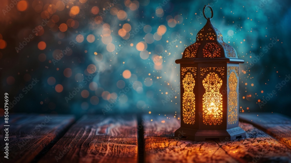 Ornate Lantern Glowing in the Night Ornate Lantern Glowing in the Night