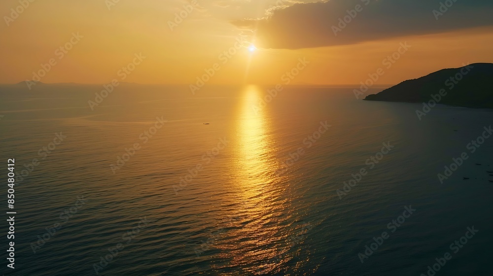 Aerial view of sunset horizon over the sea Cinematic drone aerial view beautiful evening sunset in sky over sea Sun path is reflected in sea surface Nature beauty : Generative AI Aerial view of sunset horizon over the sea Cinematic drone aerial view beautiful evening sunset in sky over sea Sun path is reflected in sea surface Nature beauty : Generative AI