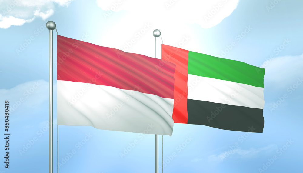 Indonesia and UAE Flag Together A Concept of Relations Indonesia and UAE Flag Together A Concept of Relations