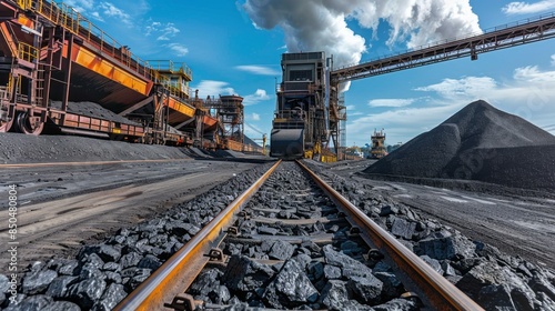 A train is pulling a large pile of coal