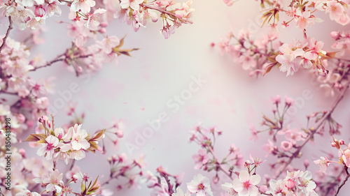Cherry Blossom Branches - Delicate Elegance Background of spring flowers for card for the holiday