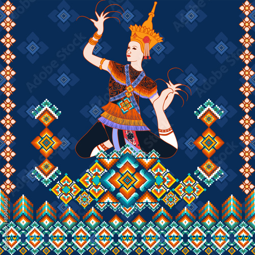 Contemporary Thai Seamless Pattern - Vector design for fabric, carpet, clothing, embroidery, wallpaper, and background