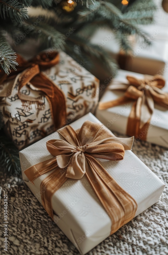 Wrapped Christmas Gifts Under a Decorated Christmas Tree Wrapped Christmas Gifts Under a Decorated Christmas Tree