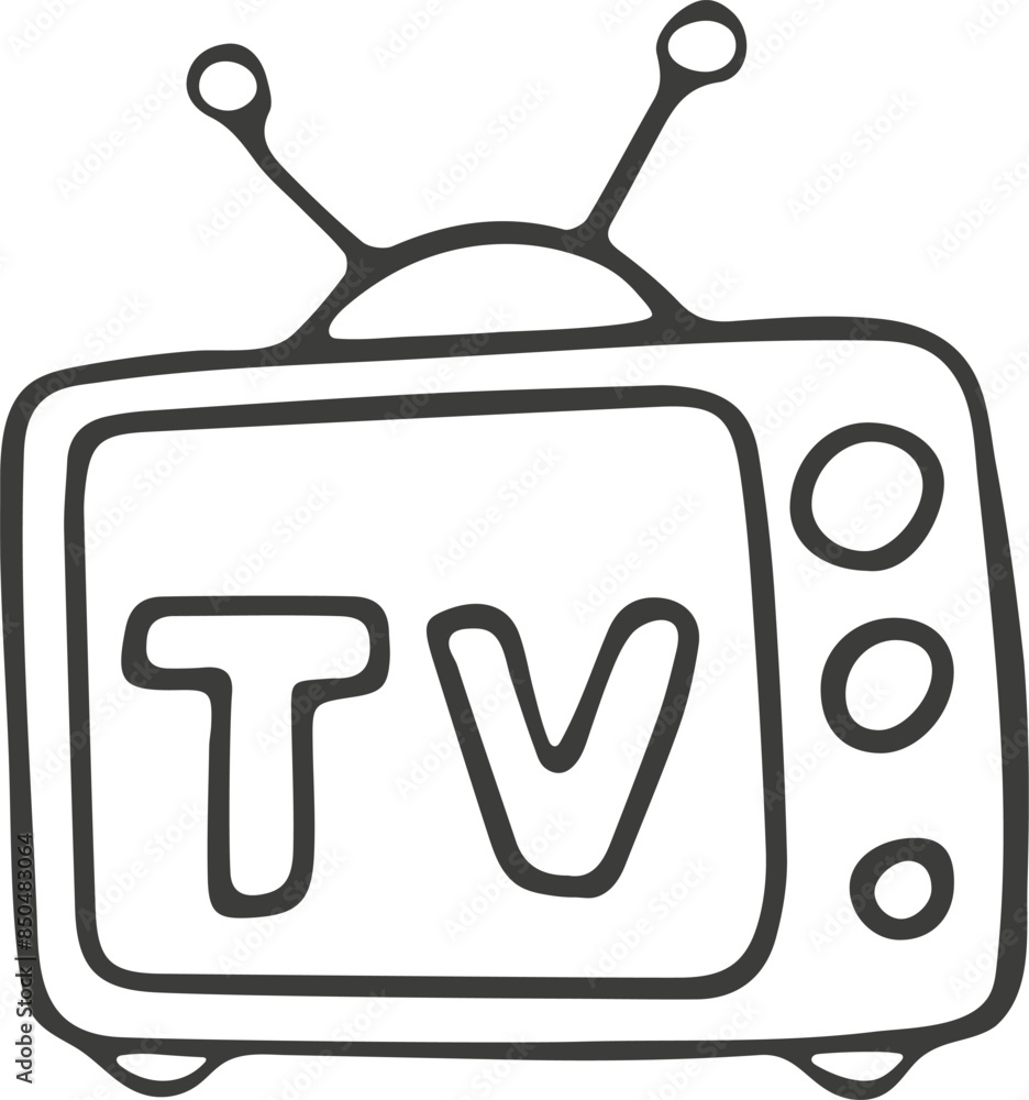 TV icon. Hand drawn, doodle style. Vector picture.
TV icon. Hand drawn, doodle style. Vector picture.