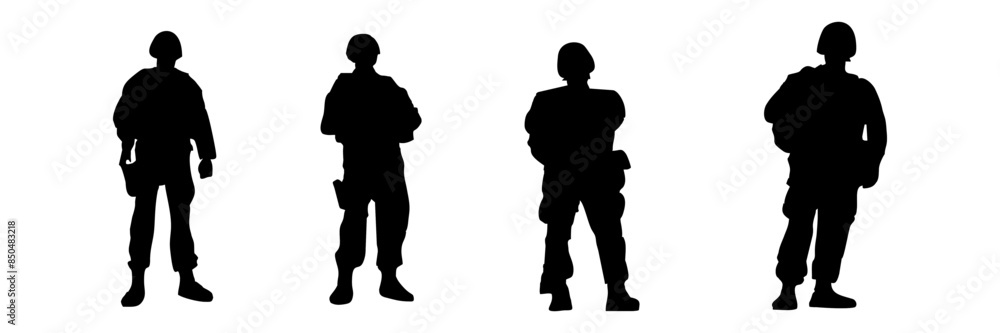 Set army silhouette set of illustration background Set army silhouette set of illustration background