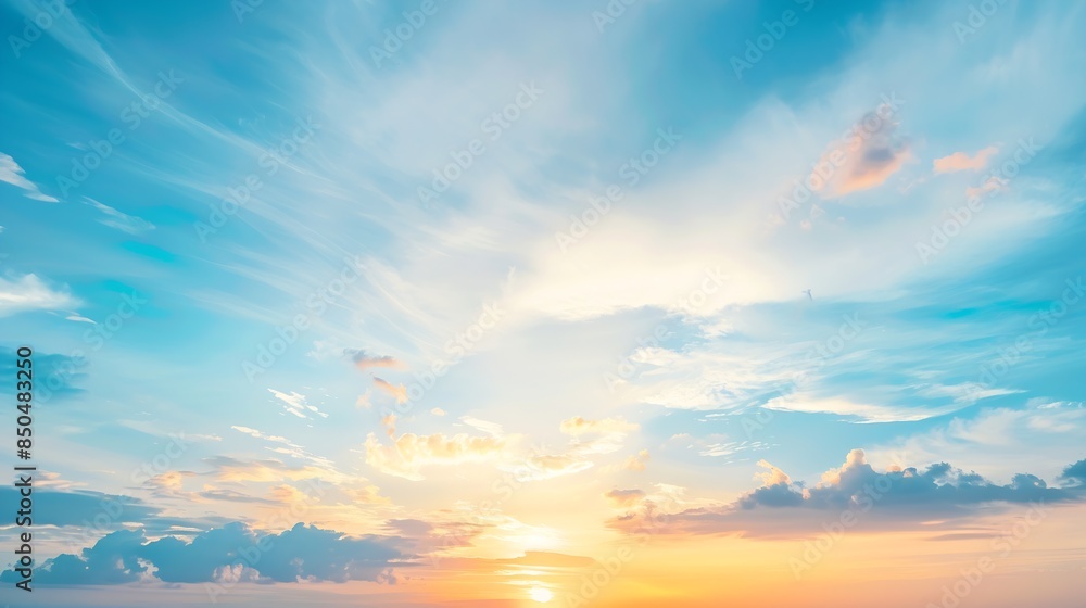 Sunset Sky vertical in the morning with blue and orange Sunrise on clouds fluffy Horizon Sky Summer Background : Generative AI Sunset Sky vertical in the morning with blue and orange Sunrise on clouds fluffy Horizon Sky Summer Background : Generative AI