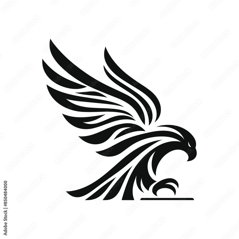 Obraz premium Stylized Falcon Icon: High-Quality Black and White Vector for Branding
