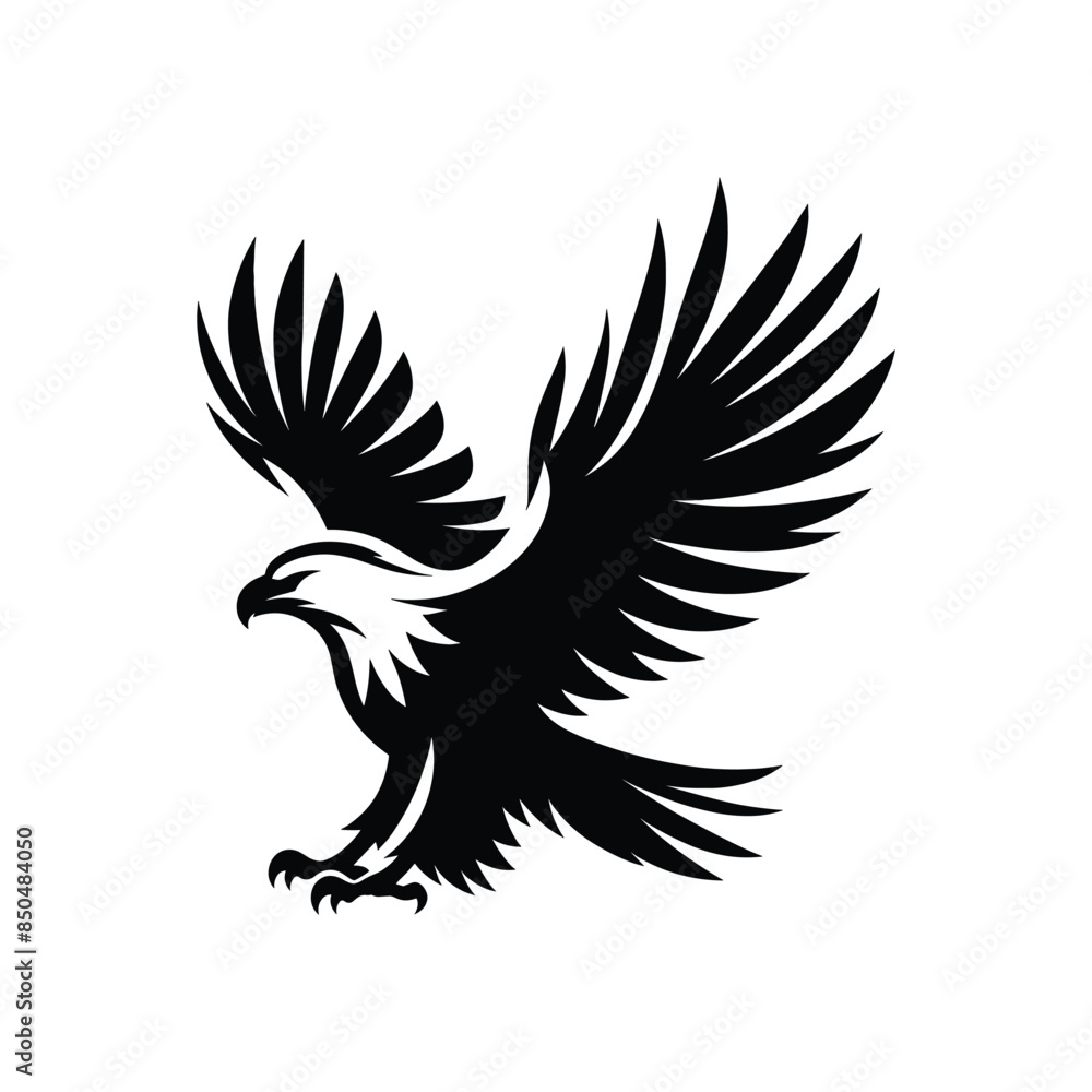 Obraz premium Elegant Black and White Eagle Falcon Vector Illustration for Logos and Designs
