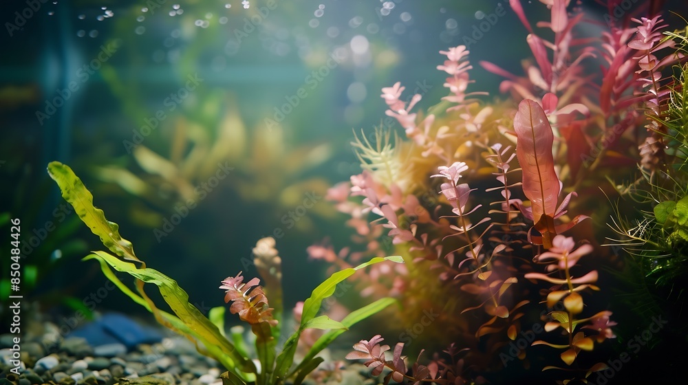 Naklejka premium Freshwater aquarium in pseudosea style Aqua scape and aqua design : Generative AI