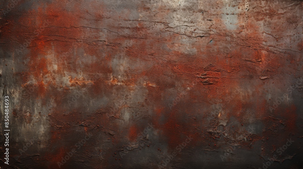 A dark red and brown rusted metal texture creating an abstract, rugged background A dark red and brown rusted metal texture creating an abstract, rugged background