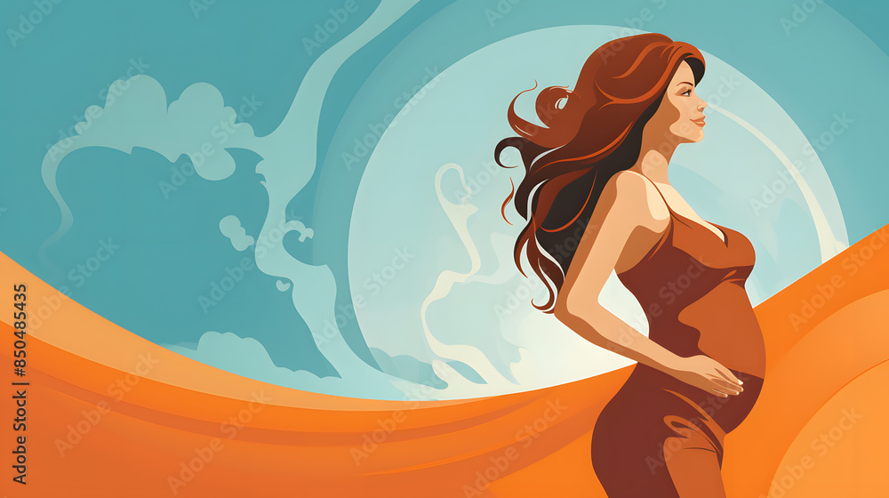happy pregnant mom vector illustration happy pregnant mom vector illustration