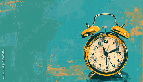 Wallpaper Mural Illustrated yellow clock on a blue background with a blank space for text Torontodigital.ca