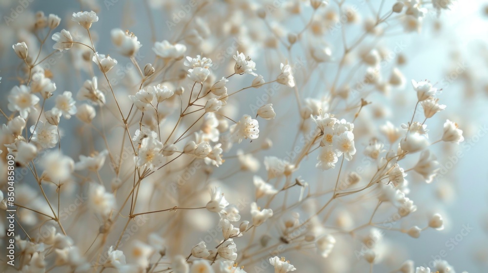 A close-up of delicate white flowers with a soft focus background, creating a sense of depth and tranquility A close-up of delicate white flowers with a soft focus background, creating a sense of depth and tranquility