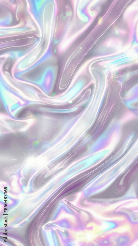 Obraz premium Iridescent holographic pastel liquid shiny. Soft holographic pastel unicorn marble background pattern. 