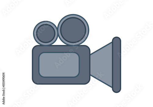 Cámara de vídeo azul en fondo blanco