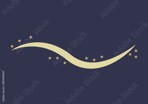 Trazado ondulado dorado con estrellas en fondo azul oscuro