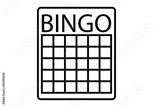 Icono negro de cartón de bingo en fondo blanco