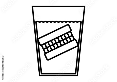 Icono negro de vaso con dentadura postiza