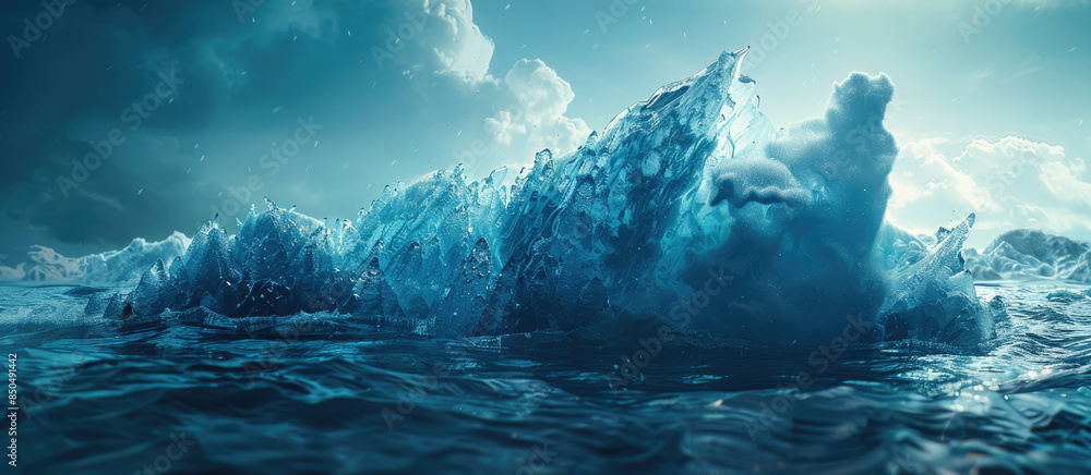 Obraz premium Frozen Iceberg in Stormy Ocean