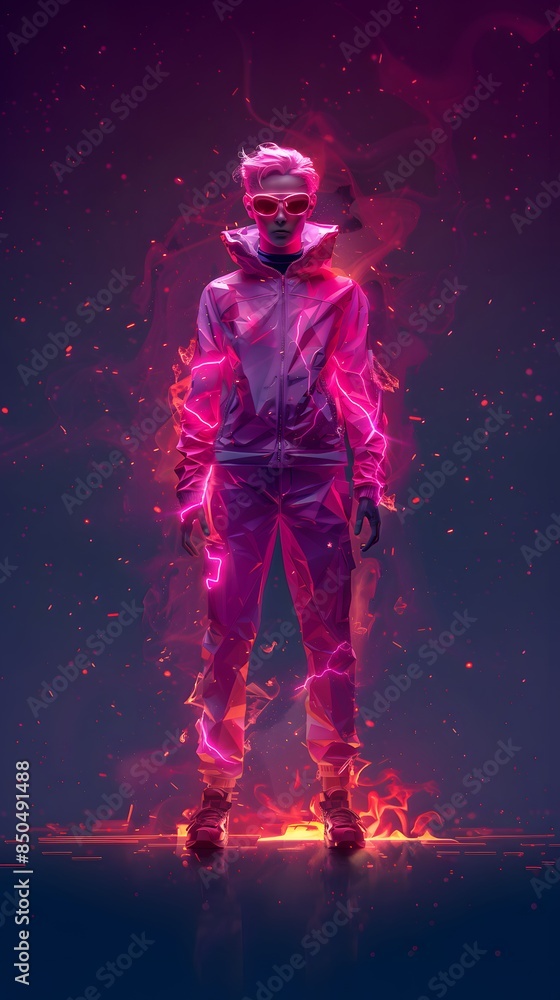 Fototapeta premium Edgy 3D Generation Z Avatar, Futuristic Sci-Fi Character Model with a Touch of Technological Magic