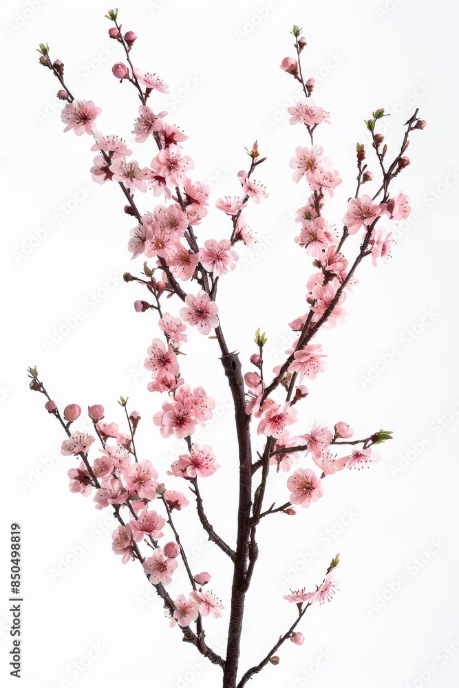 flower Photography, Cherry blossoms Kanzan Close up view, Isolated on white Background flower Photography, Cherry blossoms Kanzan Close up view, Isolated on white Background