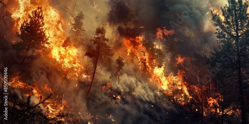 Wildfire Raging Through Forest © jambulart