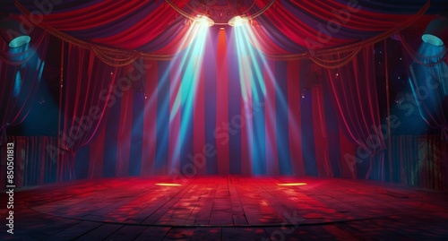 Empty Circus Tent Stage With Lights