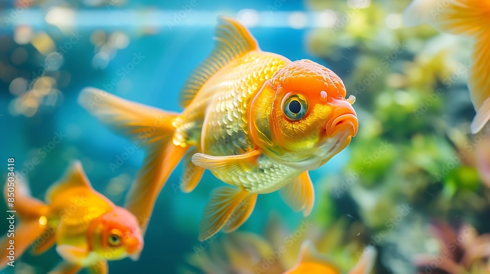 goldfish in an aquarium with reflections : Generative AI goldfish in an aquarium with reflections : Generative AI