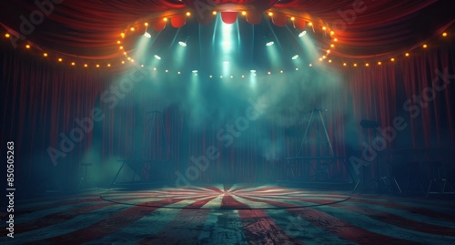 Empty Circus Tent Stage With Lights