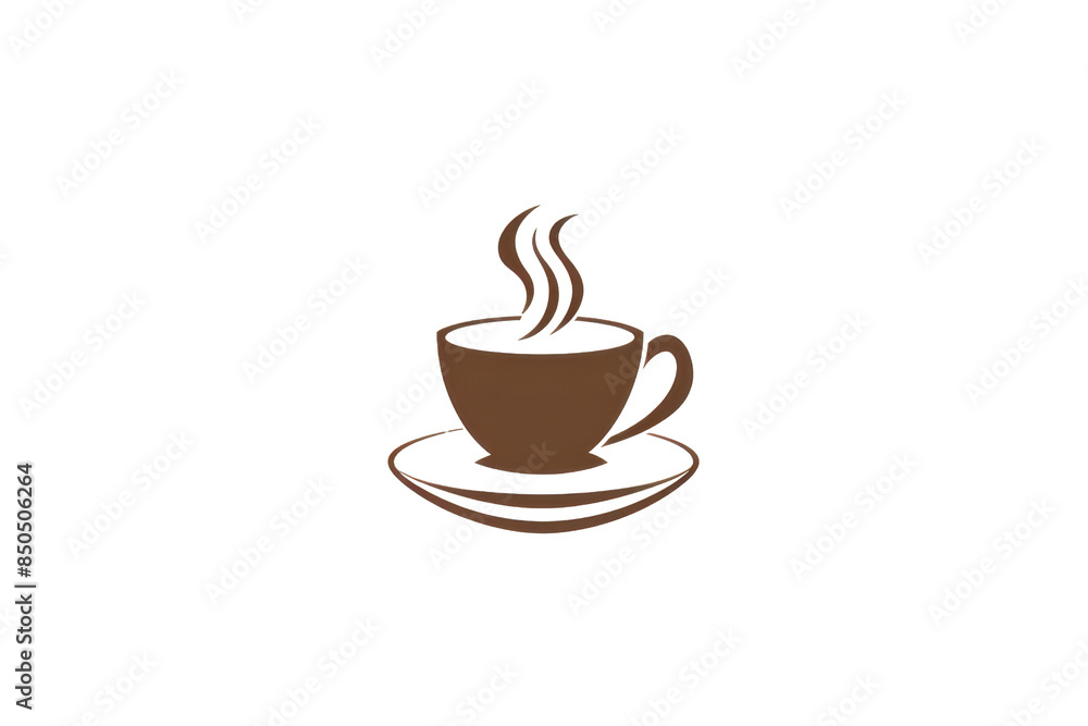 Obraz premium A simple illustration of a hot coffee cup on a saucer with steam rising up. Perfect for menus, cafes, or coffee-related designs.