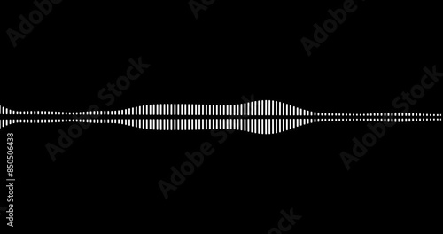 Audio waveform with white lines. Looped seamlessly animation of sound equalizer with alpha channel photo