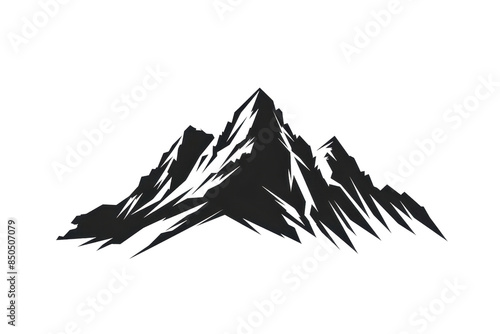 Minimalistic black silhouette of a mountain range depicting sharp peaks, ideal for use in logos, branding, or outdoor-themed designs.