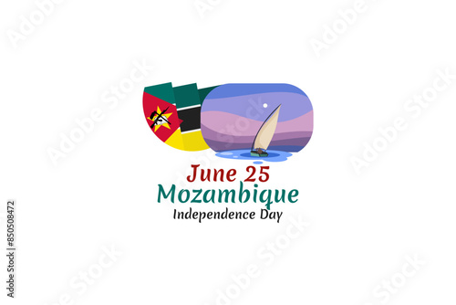 June 25, Independence day of Mozambique vector illustration. Suitable for greeting card, poster and banner 