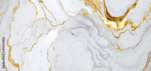 Luxurious white Carrara statuaries marble texture background. Calacatta glossy marble with golden streaks. Luxury White Gold Marble texture background vector. Panoramic Marbling texture design.