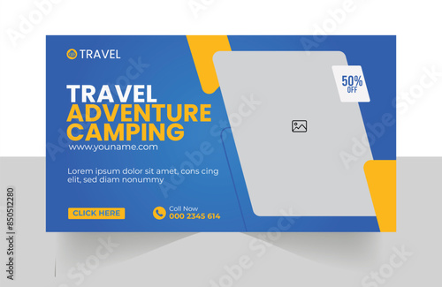 Marketing Service video Travel YouTube thumbnail template and business thumbnail and social media post web banner template