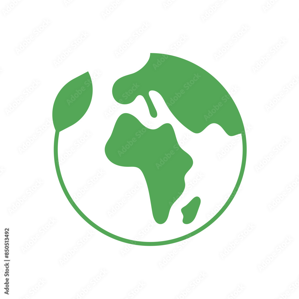 Fototapeta premium Green Planet Earth Vector Icon.