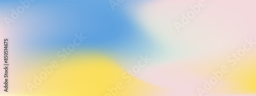 Pastel gradient sky pattern. Abstract clouds light blue, yellow, pink color vector banner. Blurred light fuzz colorful gradient background. Pastel smooth mesh shapes. Vector soft horizontal backdrop