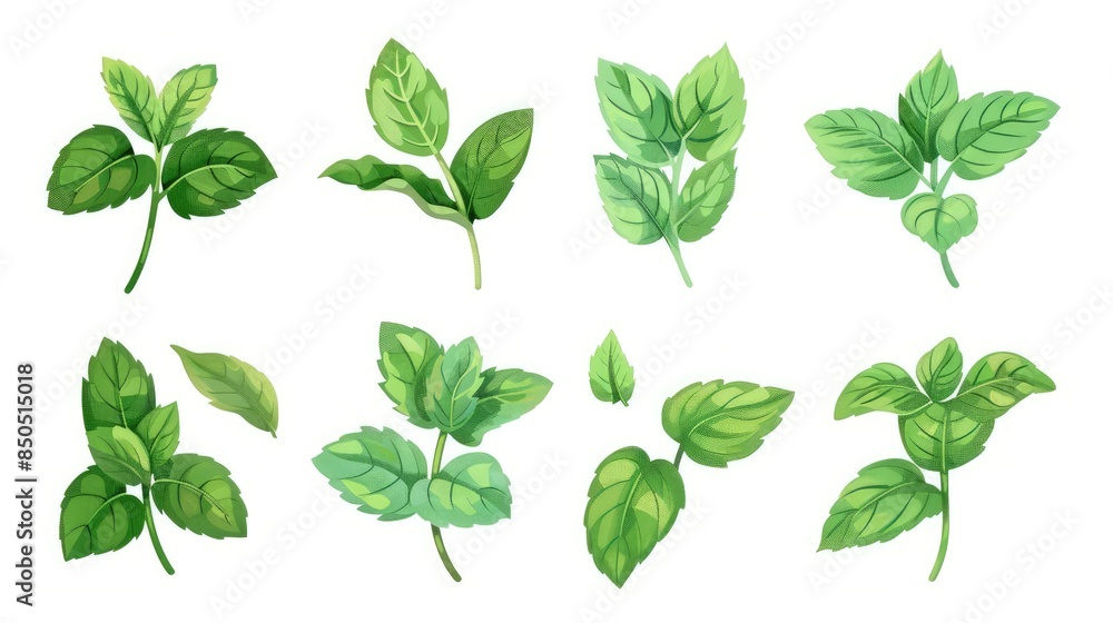 Isolated set of mint leaves Isolated set of mint leaves
