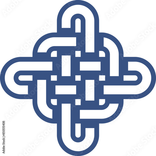 Blue Celtic knot design simple. Intricate endless loop pattern blue. Irish knotwork emblem seamless. Celtic interlace knot symbol tradition photo